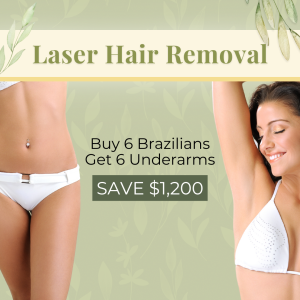 Laser Hair Removal -Buy 6 Brazilian : Get 6 Underarm FREE